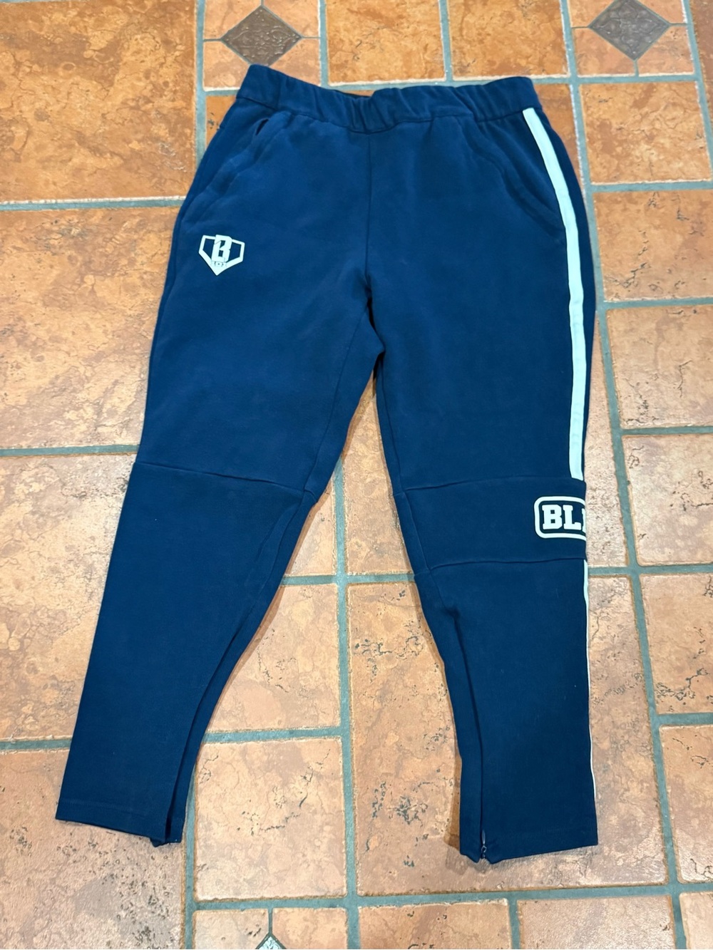 Baseball Lifestyle 101 Blue and White Athletic Pants, Size Small